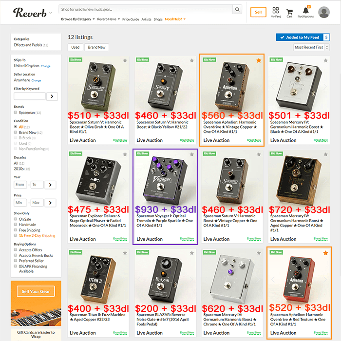 Guitar Pedal X - GPX Blog - Latest Spaceman Auction Accelerating