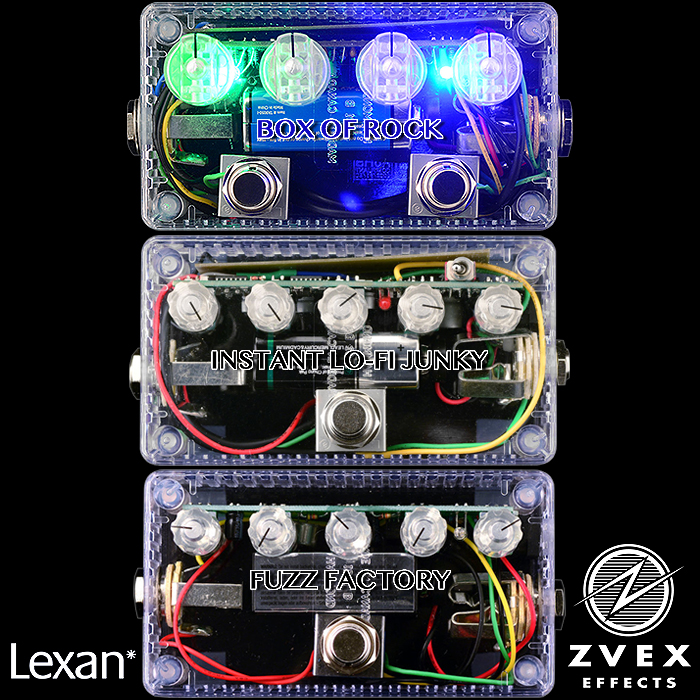 Auto muis Voorbijganger Guitar Pedal X - GPX Blog - Zvex's Future is Clear - with Limited Edition  Transparent Lexan Enclosure Versions of its Classic Pedals