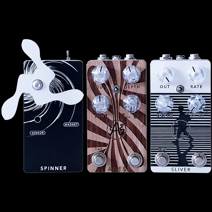 Anasounds releases 3 New interelated Pedals for NAMM - the Ages Analog Harmonic Tremolo, Sliver Optical Tremolo and Spinner Expression Controller