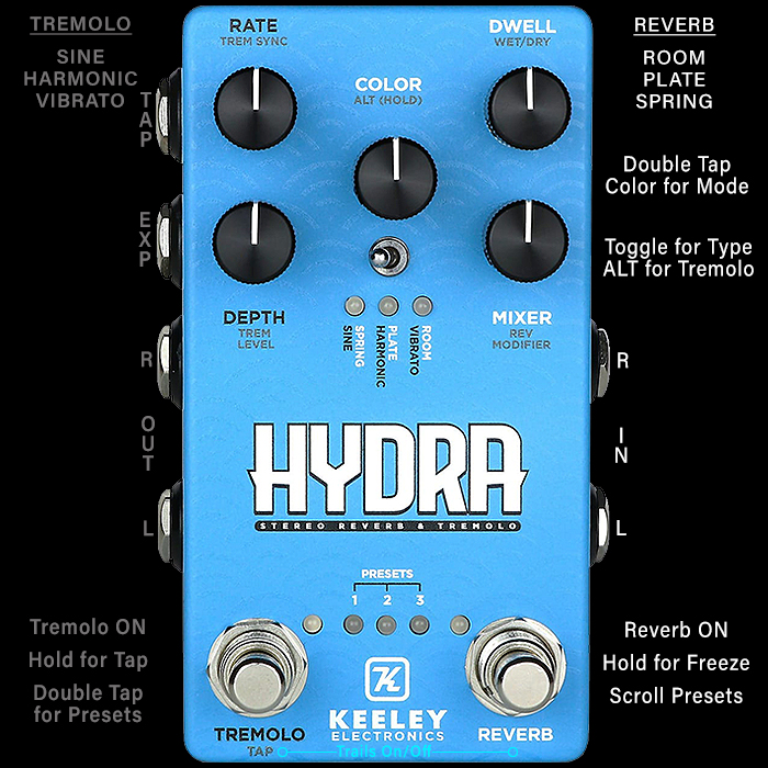 Keeley Launches Hydra Stereo Reverb & Tremolo Pedal on Same Smart Platform as the Eccos Delay