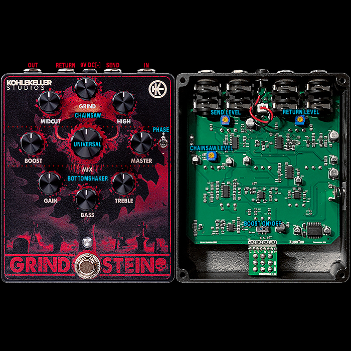 The Klirrton Manufaktur Grindstein is the Ultimate Swedish Death Metal Chainsaw Distortion with its Smartly Calibrated Dual Blendable Channels