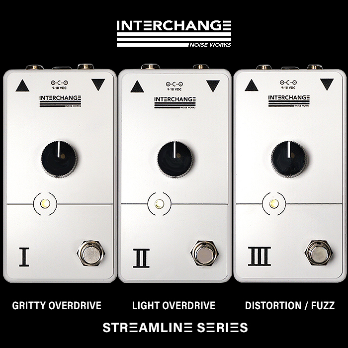Interchange Noise Works Introduces its Streamline Series of One-Knob Overdrive and Distortion Pedals