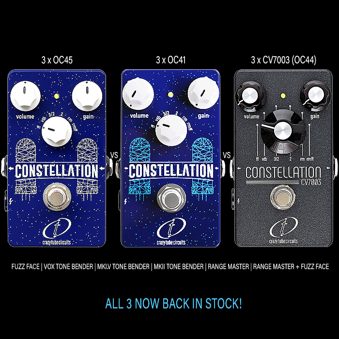 All 3 Varieties of Crazy Tube Circuits' Constellation Multi-Mode Fuzz are Now Available to Buy!