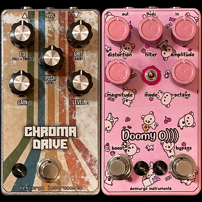 Joseph Maxwell's Demiurge Instruments Killer Pedal Pair - Original and Re-Engineered - Chroma Drive/Boost and Doomy O))) Octave Distortion