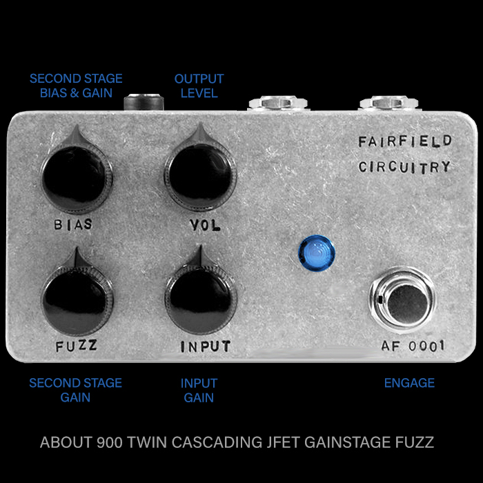 Fairfield Circuitry's New Compact About 900 Twin Cascading JFET Gainstage Fuzz is the natural heir to the discontinued Four Eyes Crossover Fuzz