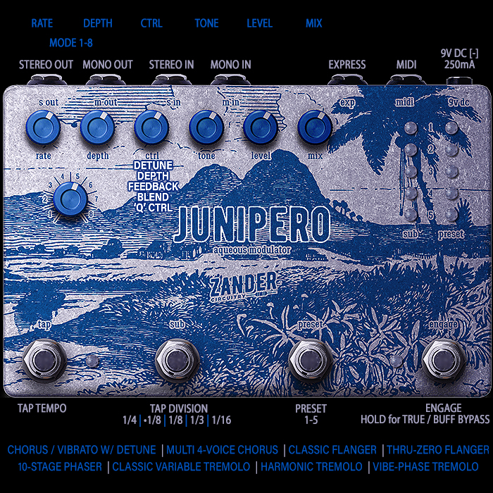 Zander Circuitry Releases New and Improved V2 Junipero 8-Mode Stereo Aqueous Modulator with Enhanced Algorithms