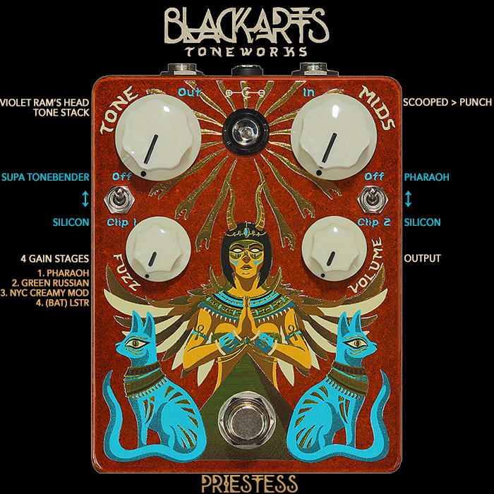 Black Arts Toneworks' New Priestess Fuzz / Distortion is a Greatest Hits of BAT Muffs all in the one enclosure - from Pharaoh to LSTR