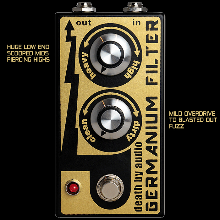 Death by Audio's New Germanium Filter combines a Germanium Boost / Overdrive / Distortion with Highly Potent EQ Filter