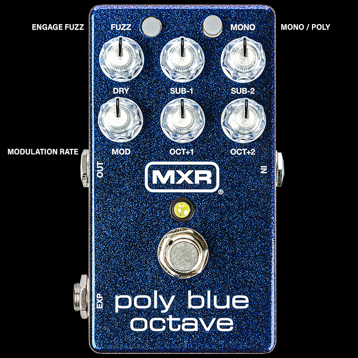 MXR's New Poly Blue Octave 4-Voice-Octaver, Modulator and Fuzz is a major evolution of their Legendary Blue Box Pedal