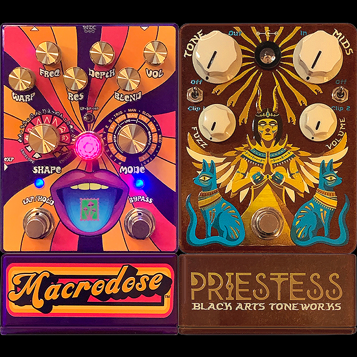 Two of the Best Looking Pedals of 2021 have landed - The All-Pedal Macrodose Envelope Filter and Black Arts Toneworks Priestess Fuzz / Distortion