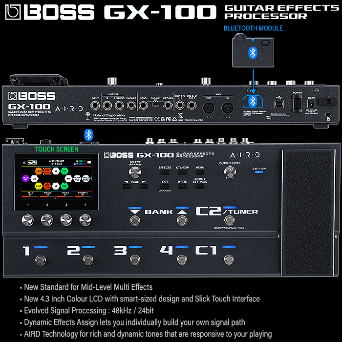 voldsom indtil nu ønske Guitar Pedal X - GPX Blog - Boss's GX-100 Guitar Effects Processor is its  smartest Multi-FX unit yet - with Cool Touch Screen, and Blue Tooth Support  Onboard