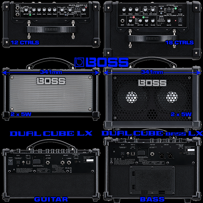 Boss's New Rugged Dual Cube LX and Dual Cube Bass LX are the ultimate Grab 'n Go Amps for Indoor Use