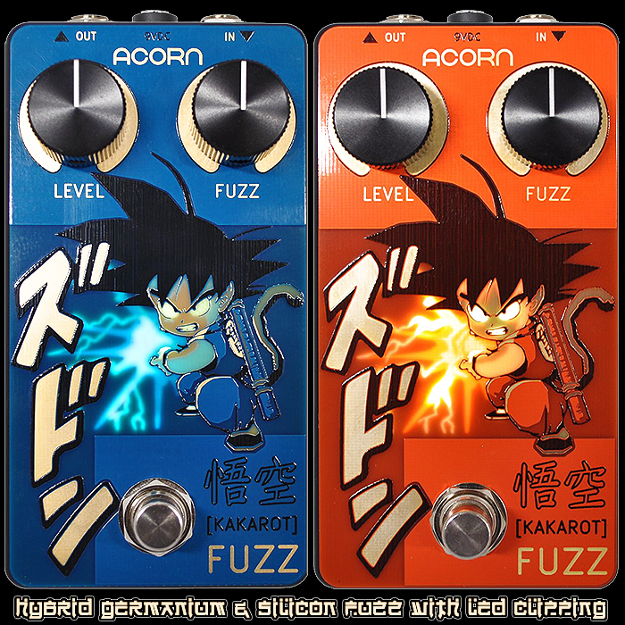 Acorn Amps Reboots Hybrid 2 Transistor Circuit Fuzz as Super Cool Manga-inspired Kakarot Fuzz with added LED Clipping Zing