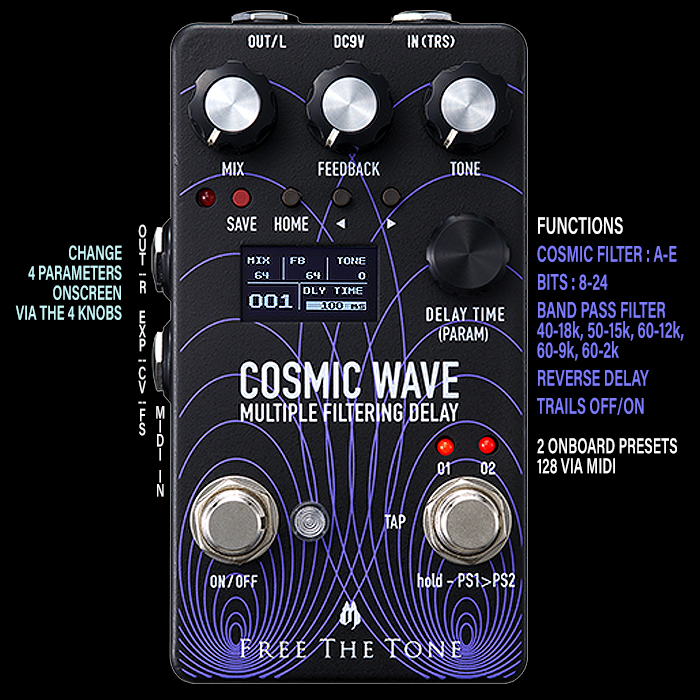 Free The Tone releases Cosmic Wave Multiple Filtering Stereo Delay in same format as its Motion Loop