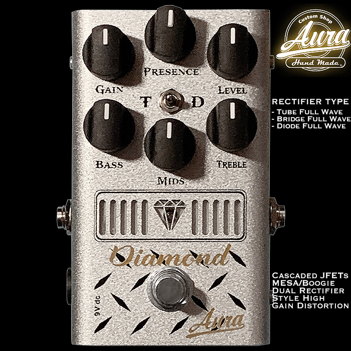 Aura Amps Diamond High Gain Distortion is about the most authentic Dual Rectifier in pedal format you can get - with 3 flavours of Rectification onboard