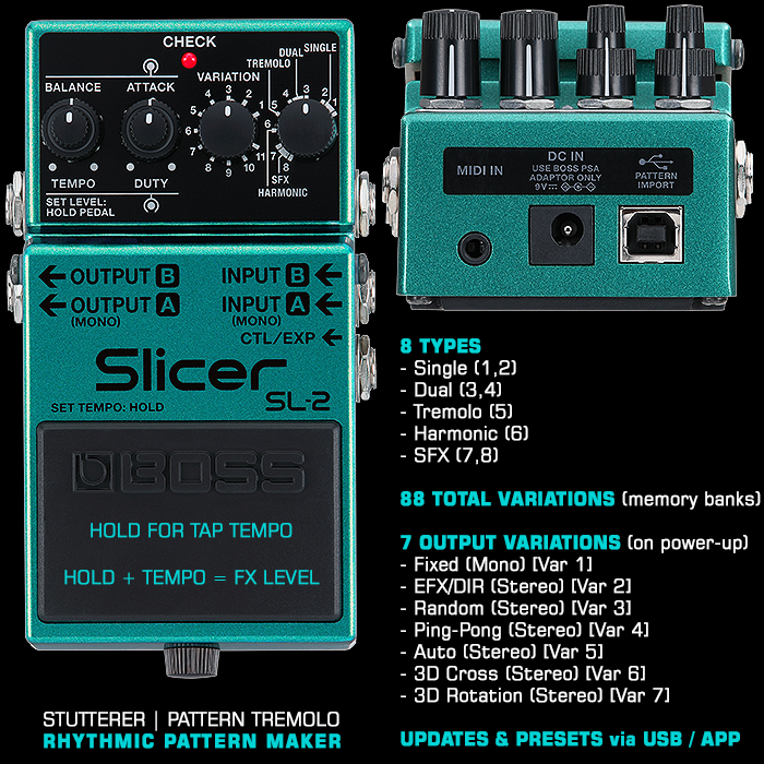 Boss Revives and Shrinks its Slicer Audio Pattern Processor Pedal - now in sleeker and enhanced Compact SL-2 Format