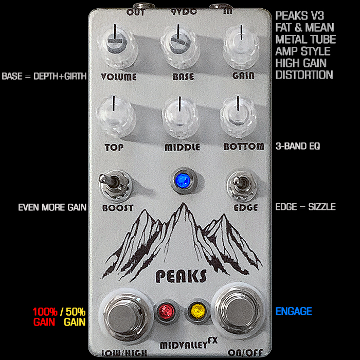 MidValleyFX's Peaks V3 Pedal is a Super Fat and Mean Metal Tube Amp Style High Gain Distortion
