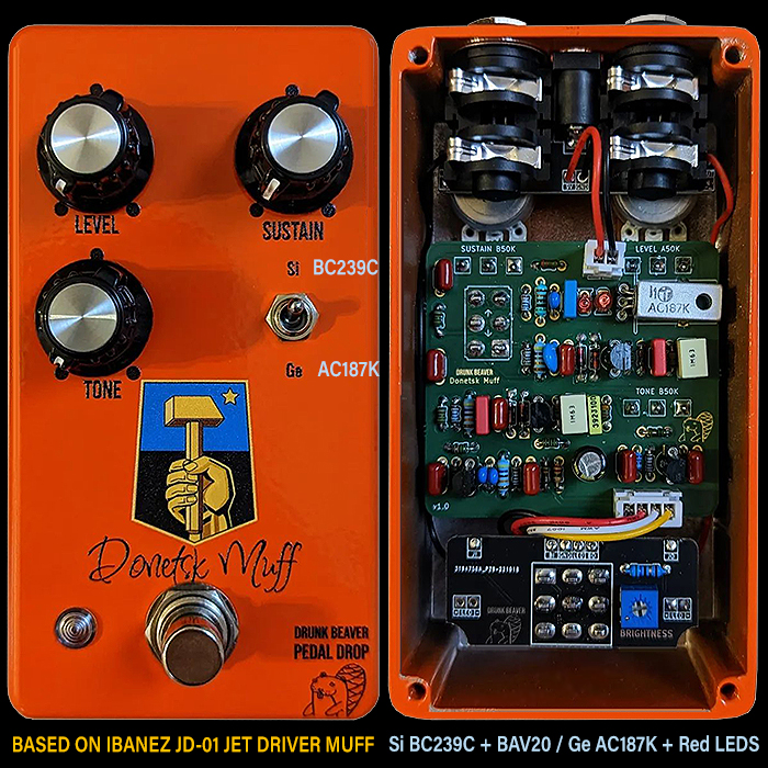 Drunk Beaver's 4th Limited Pedal Drop is a cool Donetsk Muff spin on the Rare Ibanez JD-01 Jet Driver Ram's Head style Muff
