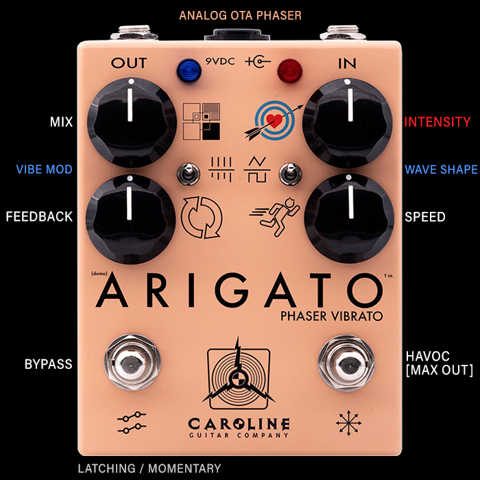 Caroline Guitar Co's Arigato is a wonderful sounding Analog OTA Phaser with additional Vibe Mod onboard