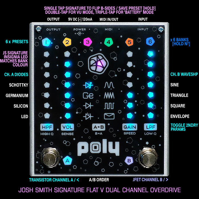 Josh Smith's Touch-Screen Signature Flat V Dual-Channel Overdrive Collaboration with Poly Effects - is All Killer and with a Twist!