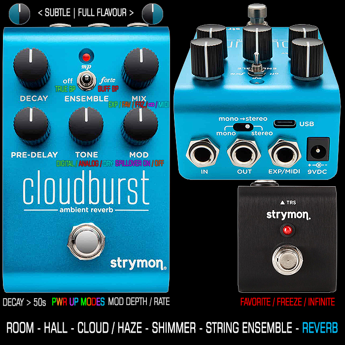 Strymon's new Compact Stereo Cloudburst Ambient Reverb is the most Extraordinarily Versatile Single Algorithm Reverb