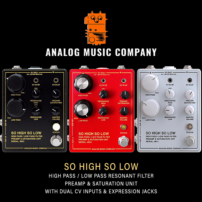 Analog Music Company's So High So Low is an ingenious combination of Dual Resonant Filters with Preamp