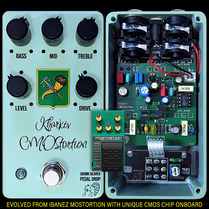 Drunk Beaver's 9th Pedal Drop - The Kharkiv CMOStortion is a really cool evolution of the Ibanez Mostortion - based around a unique CMOS chip array