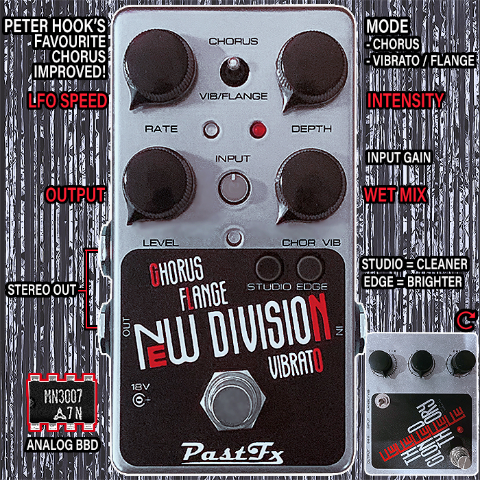 PastFX's New Division massively expands on Peter Hook's favourite 3-knob EHX Clone Theory Stereo Chorus