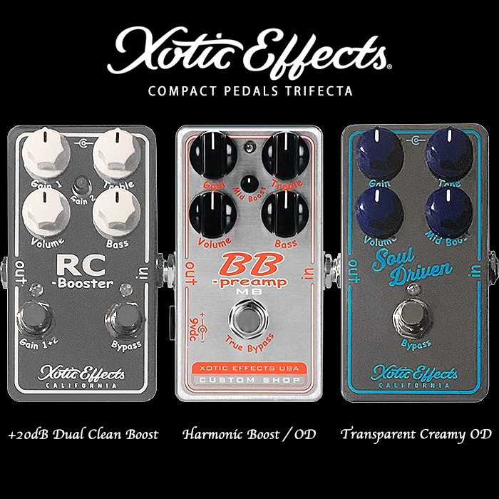 Xotic Effects Compact Pedals Trifecta - RC Booster V2, BB Preamp MB, and Soul Driven OD