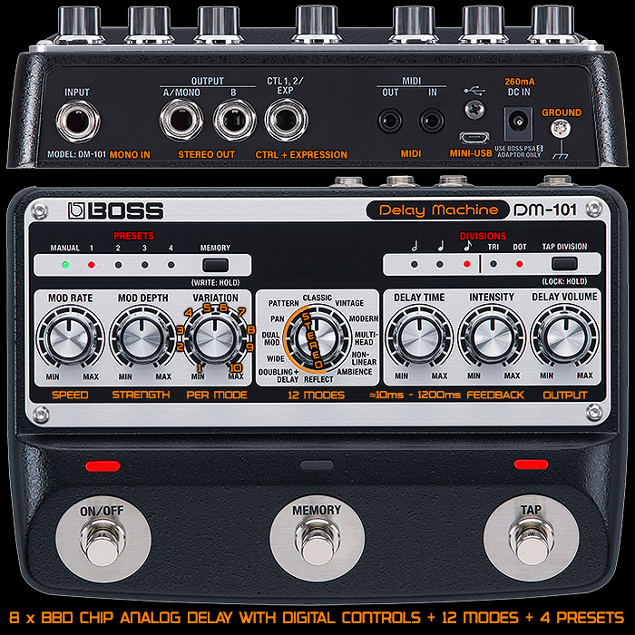 Guitar Pedal X - GPX Blog - Boss's DM-101 8 x BBD Chip 12 Mode 