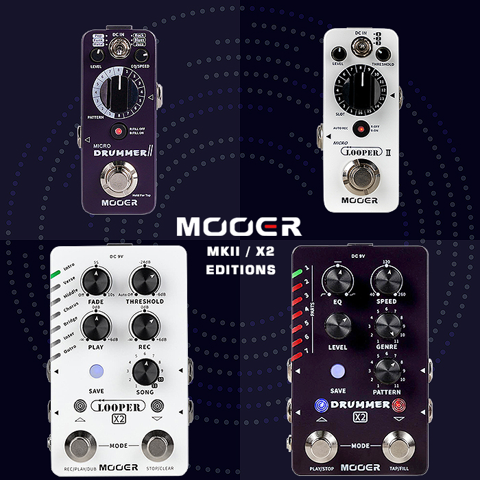 Mooer updates its Drummer and Looper Pedals - both Mini / Micro II and Compact X2 varieties