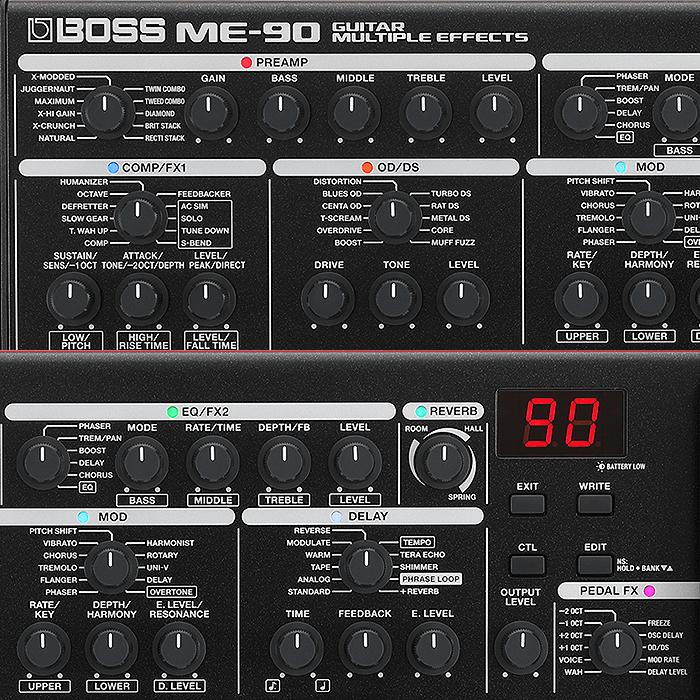 Guitar Pedal X - News - Boss's ME-90 Hands-On Knobs-based Multi-FX Pedal is a upgrade and replacement the previous