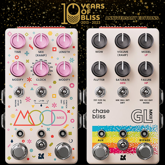 As part of its 10 Years of Bliss Anniversary celebrations, Chase Bliss releases commemorative limited artwork editions for its recent Mood MKII and Generation Loss MKII Stereo Pedals