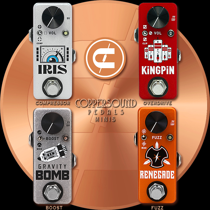 CopperSound doubles down on Mini Pedals with the release of its Iris Optical Compressor and Kingpin Germanium Clipper Overdrive