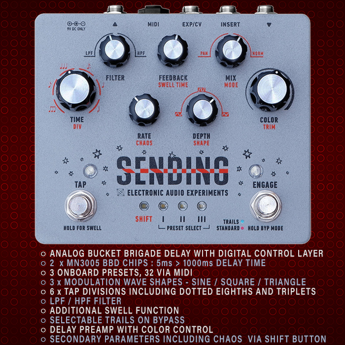 John Snyder's Electronic Audio Experiments massively extends its Sending Analog BBD Delay with a significantly more potent V2 Edition
