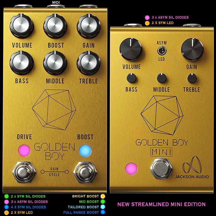 Jackson Audio shrink down and streamline their Golden Boy Overdrive into a Mini Edition - still with 3-Band Active EQ