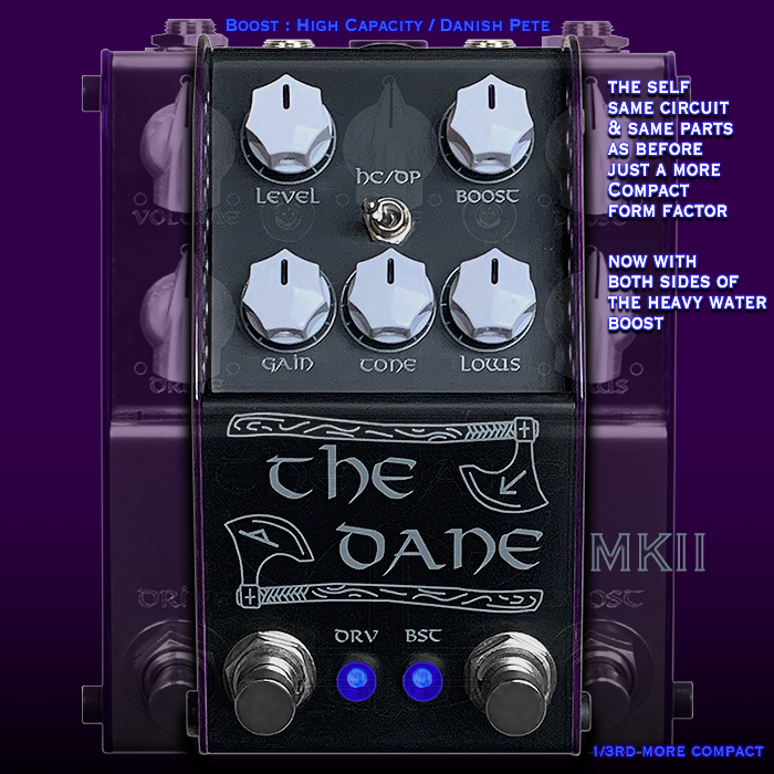 ThorpyFX makes The Dane Drive + Boost even more essential with a new more pedalboard-friendly MKII edition, and the addition of the left side of the Heavy Water Boost