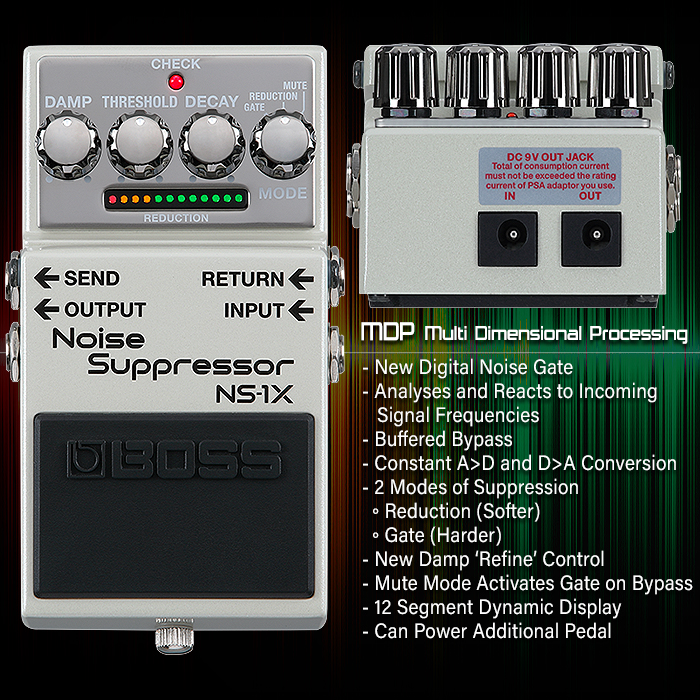 Boss brings its smart Multi Dimensional Processing Power to its new revolutionary super granular NS-1X Noise Suppressor