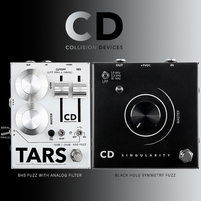 Collision Devices strips out the superb Singularity Opamp Fuzz from its Black Hole Symmetry shoegaze masterpiece and then further evolves it into the TARS Analog Filter Fuzz