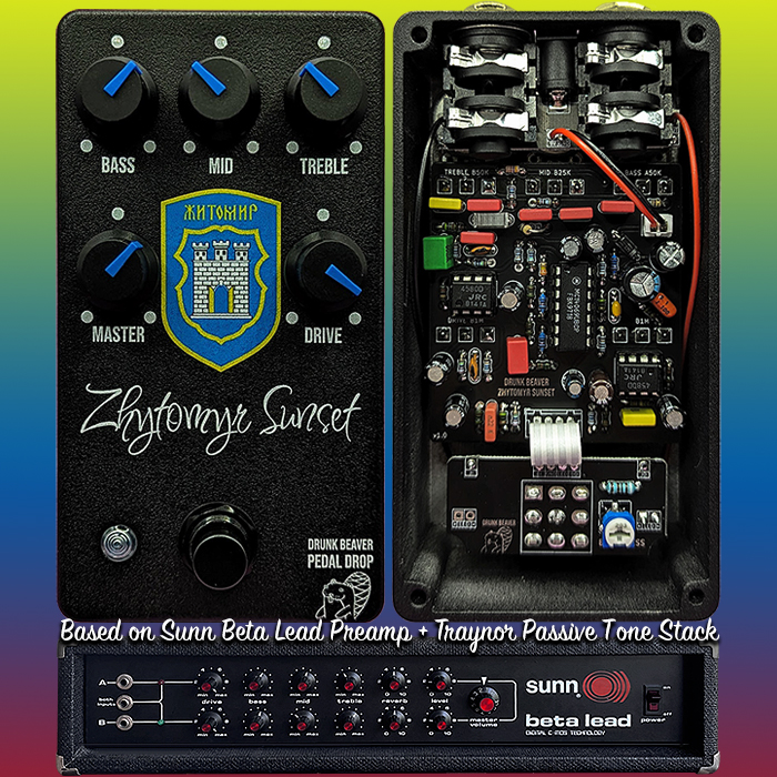 The Zhytomyr Sunset Preamp becomes the 15th Drunk Beaver Pedal Drop - based on a smart combination of Sunn Beta Lead Preamp with Traynor style Passive Tone Stack