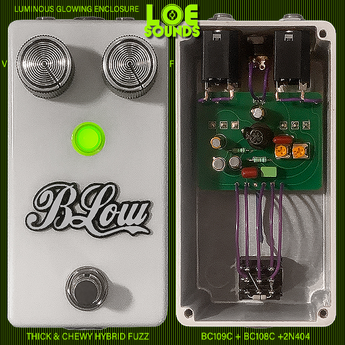 Loe Sounds' BLow Hybrid Fuzz is a gloriously thick and chewy, and properly high gain affair in a luminous enclosure