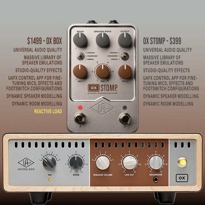 Universal Audio's UAFX OX Stomp Dynamic Speaker Emulator Stereo Pedal delivers most of the OX Box in stompbox format