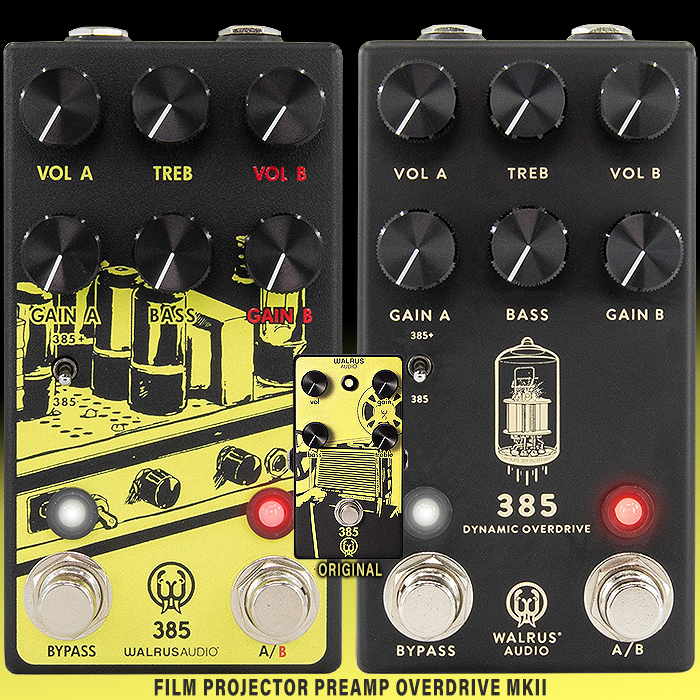 Walrus Audio add Second Channel, Footswitch, and Boost Switch to their well loved Film Projector Preamp derived 385 Overdrive MKII