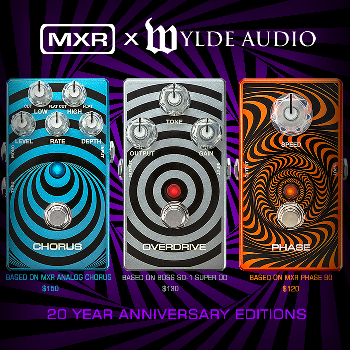 MXR Celebrates 20 Years of its Zakk Wylde Collaboration with reissues of its Wylde Audio Trifecta - Chorus, Overdrive and Phase