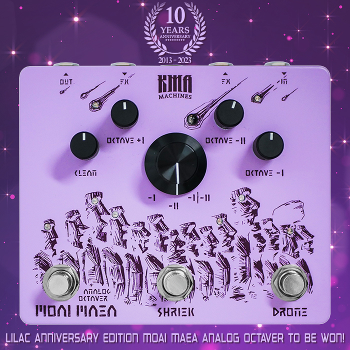 The third pedal up for grabs in KMA Machines' 10 Year Anniversary Celebrations is the One-Off Lilac Monophonic Moai Maea Analog Octaver
