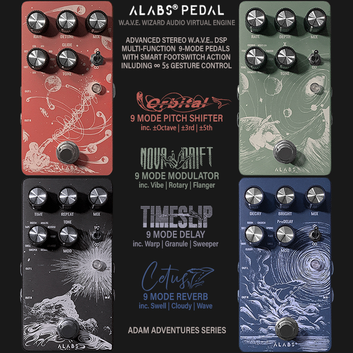 The Brand New ALABS Audio Adam Adventures Series pedal range takes budget pedals into entirely new realms of quality and innovation