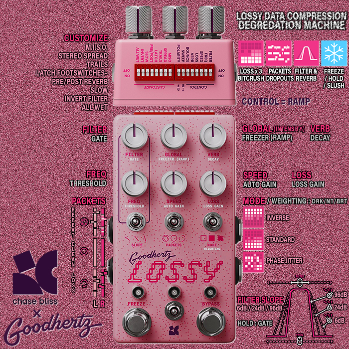 Chase Bliss collaborates with Goodhertz to deliver a Pedal version of their well loved 'Lossy' Data Compression Signal Degradation Plugin