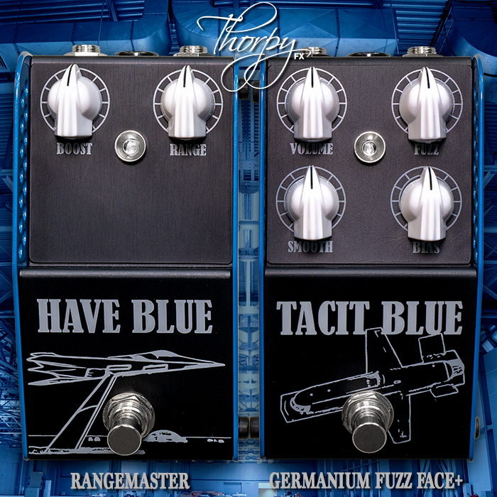 Thorpy kind of reissues his Germanium Veteran - but across 2 separate compact pedals - the Have Blue Germanium Rangemaster and Tacit Blue Germanium Fuzz Face