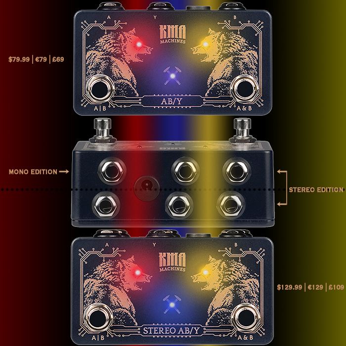 KMA Machines launches Made in Berlin affordable Utility Series - starting with slick bear motif Mono and Stereo AB/Y Pedals