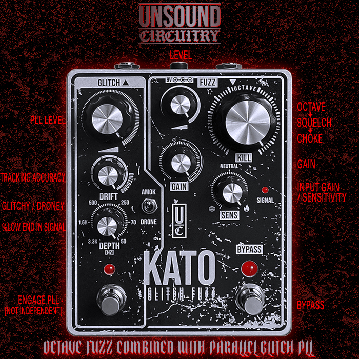 Unsound Circuitry scores another hit with its Kato Glitch Fuzz - a fairly unique combination of Octave Fuzz and PLL Modulation